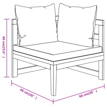 3-tlg. Garten-Lounge-Set mit Cremeweißen Kissen Massivholz Akazie