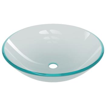 Badezimmer Waschbecken mit Wasserhahn und Ablaufgarnitur aus mattiertem, gehärtetem Glas