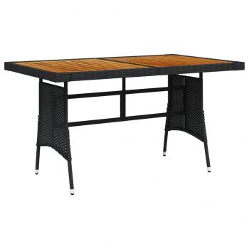 ARDEBO.de - Gartentisch Schwarz 130x70x72cm Poly Rattan & Massivholz Akazie