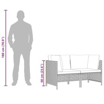 2-tlg. Garten-Sofagarnitur mit Auflagen Poly Rattan Grau
