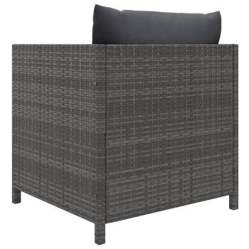 6-tlg. Garten-Lounge-Set mit Kissen Poly Rattan Grau