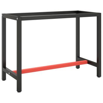 ARDEBO.de - Werkbankgestell Mattschwarz und Mattrot 110x50x79 cm Metall