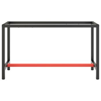 Werkbankgestell Mattschwarz und Mattrot 140x50x79 cm Metall