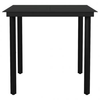 Garten-Esstisch Schwarz 80x80x74 cm Stahl und Glas