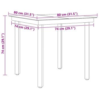 Garten-Esstisch Schwarz 80x80x74 cm Stahl und Glas