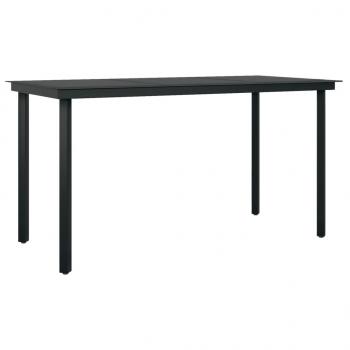 Garten-Esstisch Schwarz 140x70x74 cm Stahl und Glas