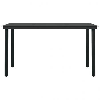 Garten-Esstisch Schwarz 140x70x74 cm Stahl und Glas