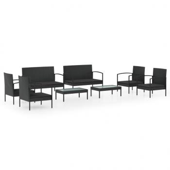 8-tlg. Garten-Lounge-Set mit Auflagen Poly Rattan Schwarz