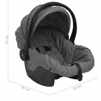 3-in-1 Kinderwagen Hellgrau und Schwarz Stahl