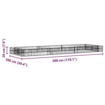  Gabionen-Hochbeet Verzinkter Stahl 300x100x20 cm