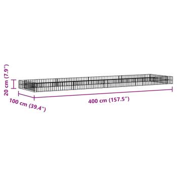 Gabionen-Hochbeet Verzinkter Stahl 400x100x20 cm