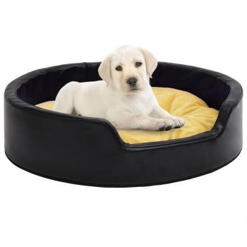 ARDEBO.de - Hundebett Schwarz-Gelb 99x89x21 cm Plüsch und Kunstleder