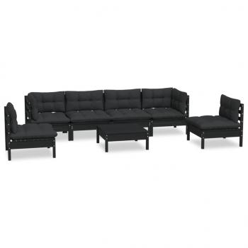7-tlg. Garten-Lounge-Set mit Kissen Kiefer Massivholz