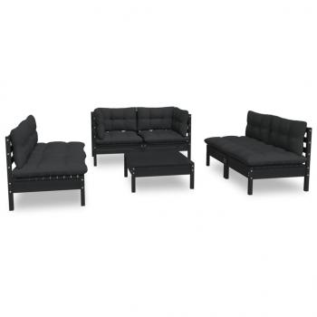 7-tlg. Garten-Lounge-Set mit Kissen Kiefer Massivholz