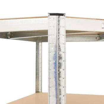 Eckregal mit 4 Böden Silbern Stahl & Holzwerkstoff