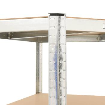 Eckregal mit 4 Böden Silbern Stahl & Holzwerkstoff