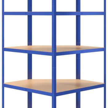 Eckregal mit 5 Böden Blau Stahl & Holzwerkstoff