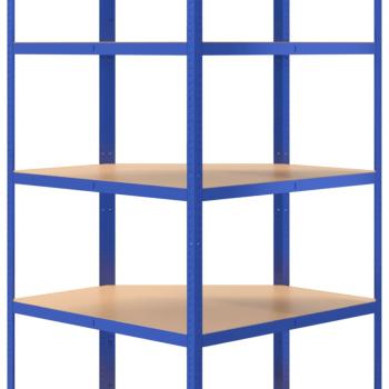 Eckregal mit 5 Böden Blau Stahl & Holzwerkstoff