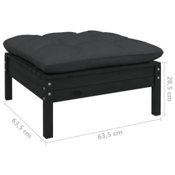 13-tlg. Garten-Lounge-Set mit Kissen Schwarz Kiefernholz