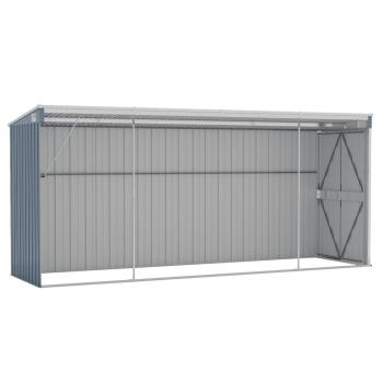 Anbauschuppen Grau 118x382x178 cm Verzinkter Stahl