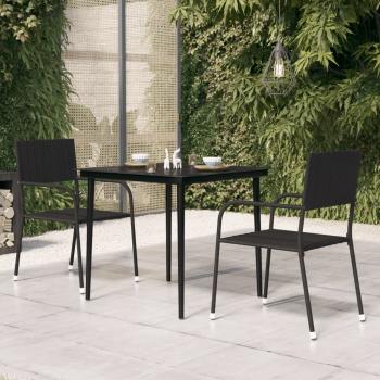 ARDEBO.de - Garten-Esstisch Schwarz 80x80x74 cm Stahl und Glas
