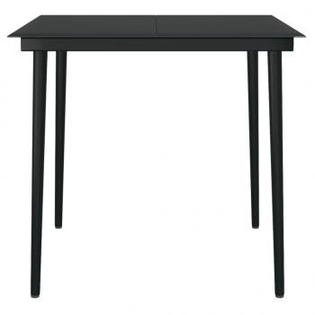 Garten-Esstisch Schwarz 80x80x74 cm Stahl und Glas