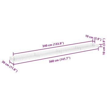  Gabionen-Hochbeet Verzinkter Stahl 360x30x10 cm