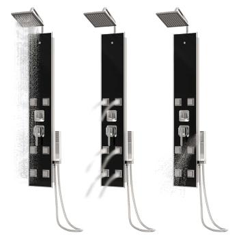 Duschpaneel Glas 18x45,5x130 cm Schwarz