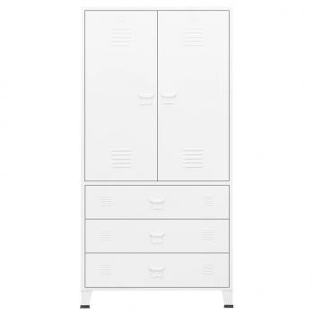 Industrial Kleiderschrank Weiß 90x50x180 cm Metall
