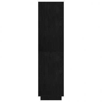 Bücherregal/Raumteiler Schwarz 80x35x135 cm Massivholz Kiefer