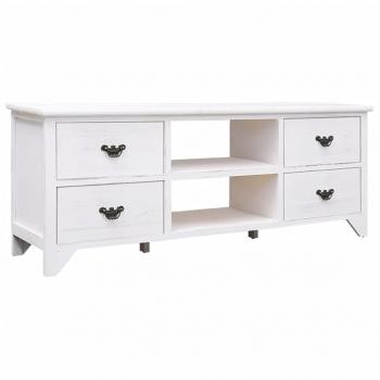 ARDEBO.de - TV-Schrank Antik-Weiß 108x30x40 cm Massivholz Paulownia