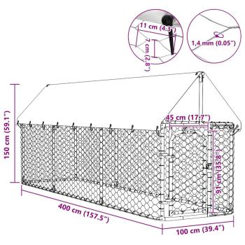 Outdoor-Hundezwinger mit Dach 400x100x150 cm
