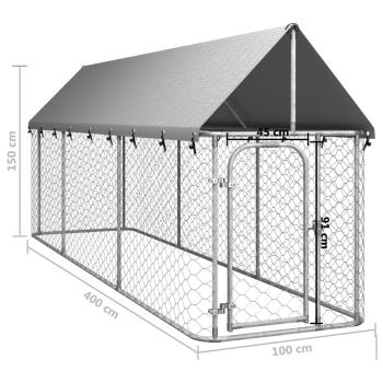 Outdoor-Hundezwinger mit Dach 400x100x150 cm