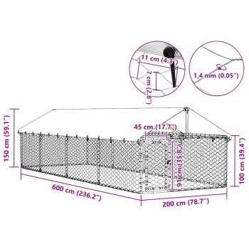 Outdoor-Hundezwinger mit Dach 600x200x150 cm