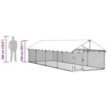 Outdoor-Hundezwinger mit Dach 600x200x150 cm