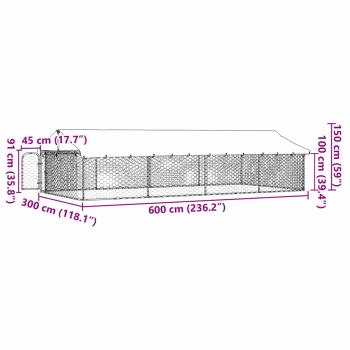 Outdoor-Hundezwinger mit Dach 600x300x150 cm
