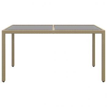 Gartentisch 150x90x75 cm Hartglas und Poly Rattan Beige
