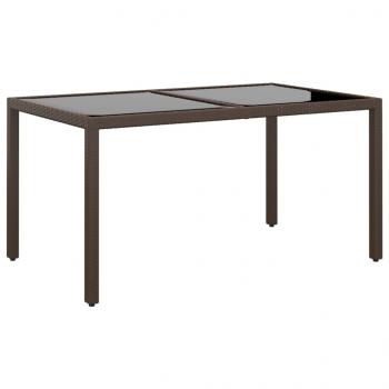 ARDEBO.de - Gartentisch 150x90x75 cm Hartglas und Poly Rattan Braun
