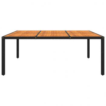 Gartentisch 200x150x75 cm Akazienholz und Poly Rattan Schwarz