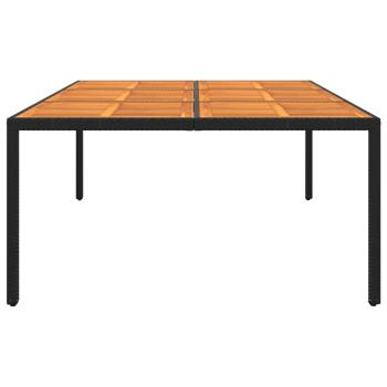 Gartentisch 200x150x75 cm Akazienholz und Poly Rattan Schwarz