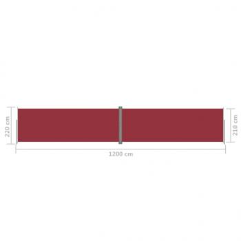 Seitenmarkise Ausziehbar Rot 220x1200 cm