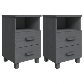 ARDEBO.de - Nachttische HAMAR 2 Stk. Dunkelgrau 40x35x62 cm Massivholz