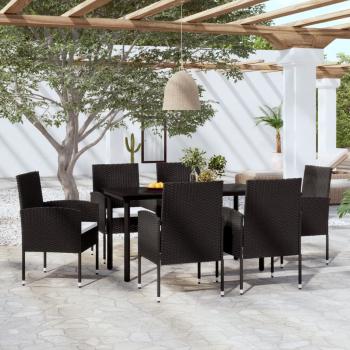 ARDEBO.de - 7-tlg. Garten-Essgruppe Schwarz