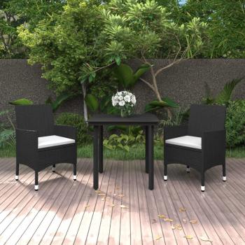 ARDEBO.de - 3-tlg. Garten-Essgruppe mit Auflagen Poly Rattan und Glas