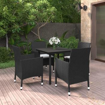 ARDEBO.de - 5-tlg. Garten-Essgruppe mit Auflagen Poly Rattan und Glas