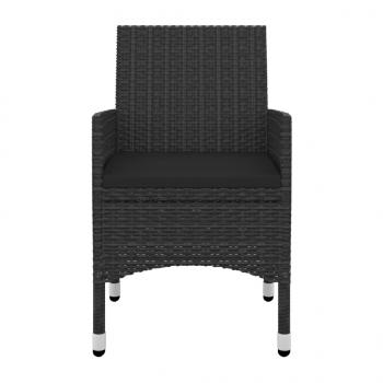 3-tlg. Garten-Essgruppe mit Auflagen Poly Rattan und Glas