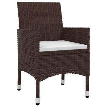 3-tlg. Garten-Essgruppe mit Auflagen Poly Rattan und Glas