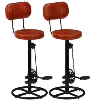 ARDEBO.de - Barhocker 2 Stk. Schwarz und Braun Echtes Ziegenleder