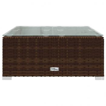 ARDEBO.de - Garten-Couchtisch Braun 60x60x30 cm Poly Rattan und Glas