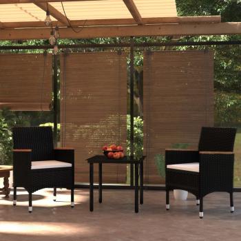 ARDEBO.de - 3-tlg. Garten-Essgruppe mit Kissen Schwarz